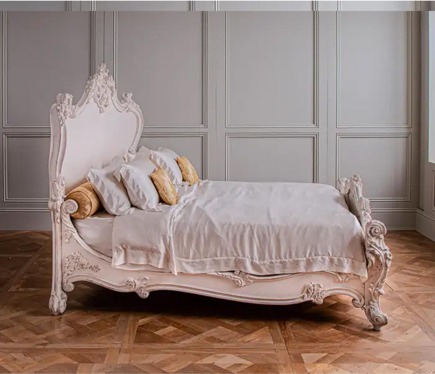 Handmade Royal French Regency King Size Bed: Bohemian Rococo Style
