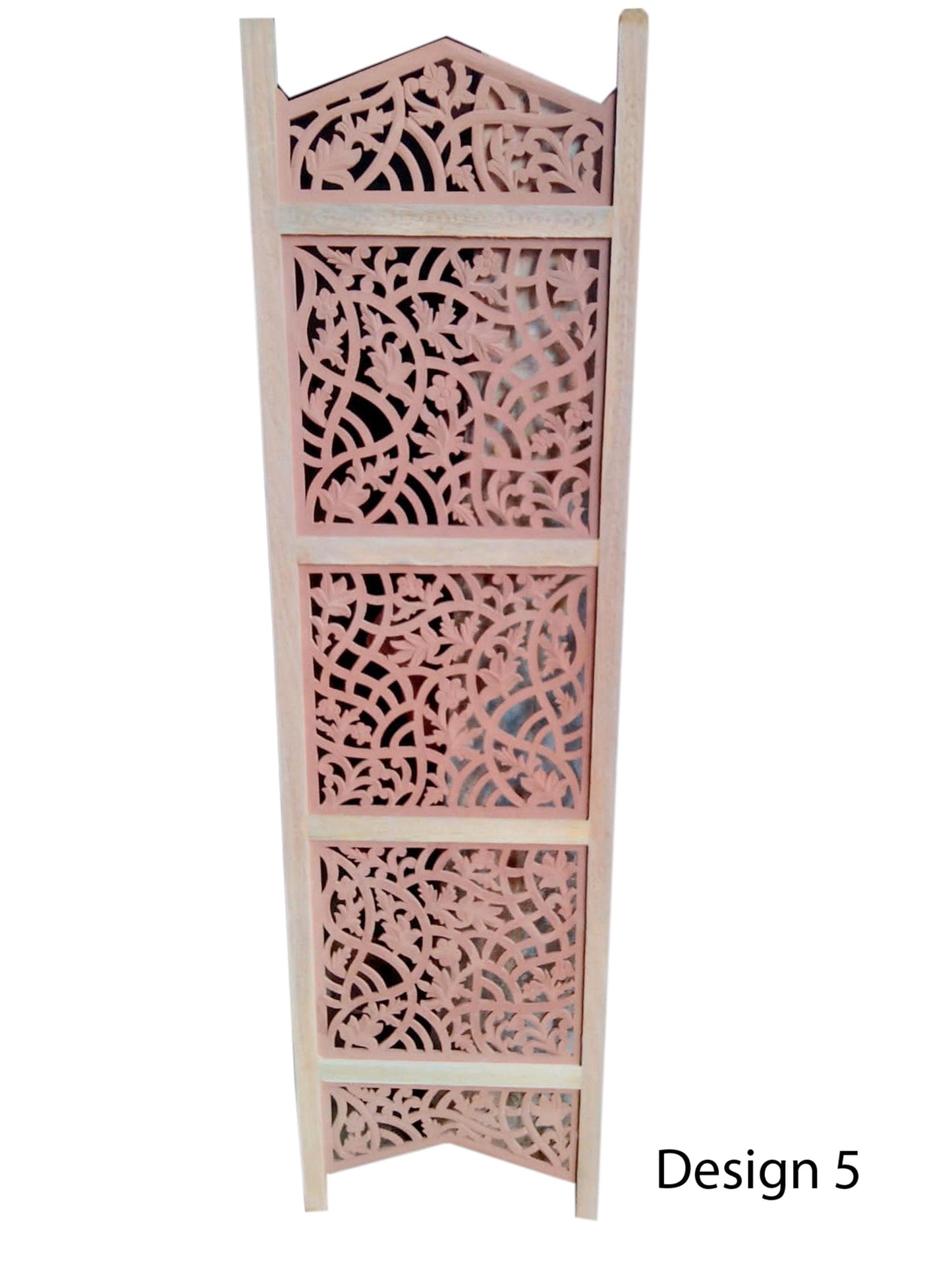 Handmade Wooden Folding Room Divider: Mid-Century Floral Partition