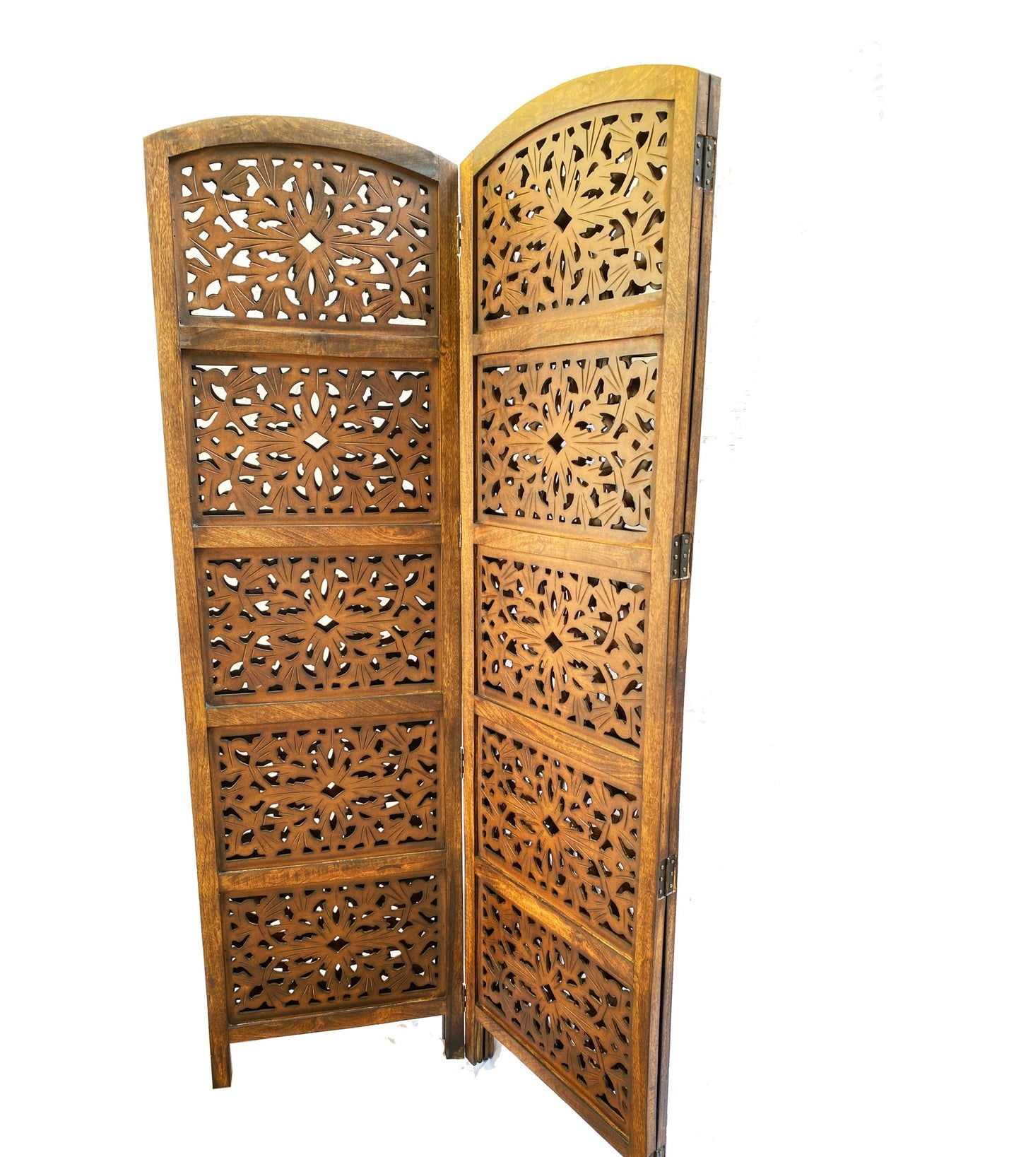 Handmade Rustic White Wood Room Divider: Mid-Century Modern Partition