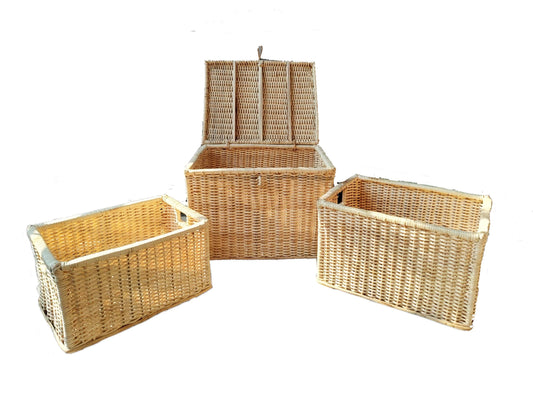 wicker basket organizer, hand woven Rattan basket set of 3