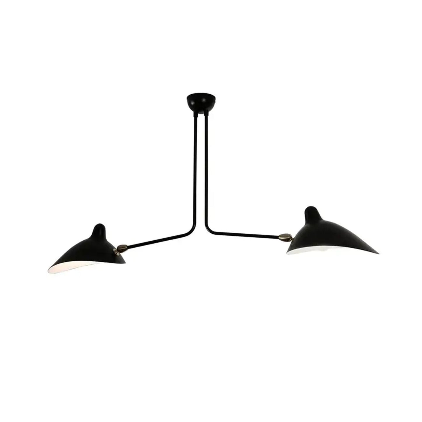 2-Arm Brass Ceiling Light: Modern Matte Black Fixture
