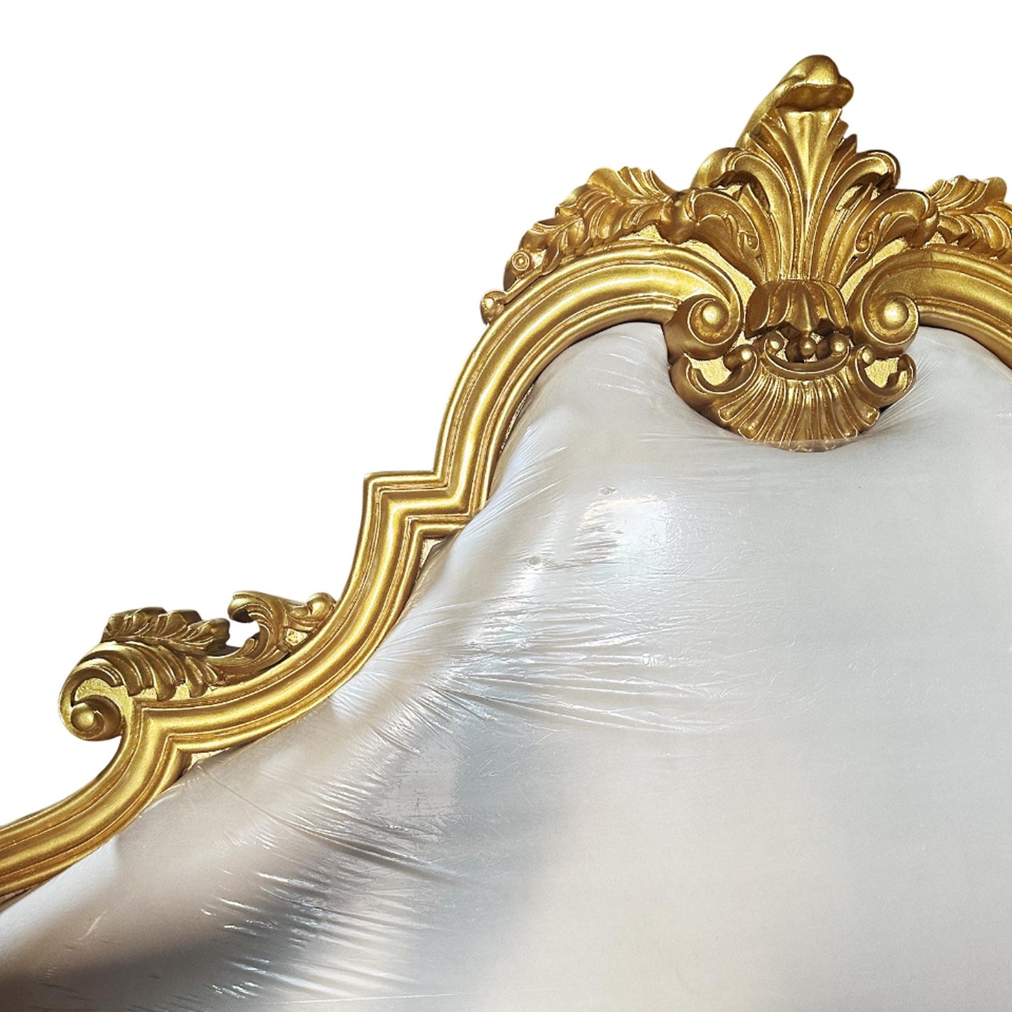 Wooden Large Gilt Wood King/Queen Headboard, 20th Century Gold Handmade Rococo Headboard