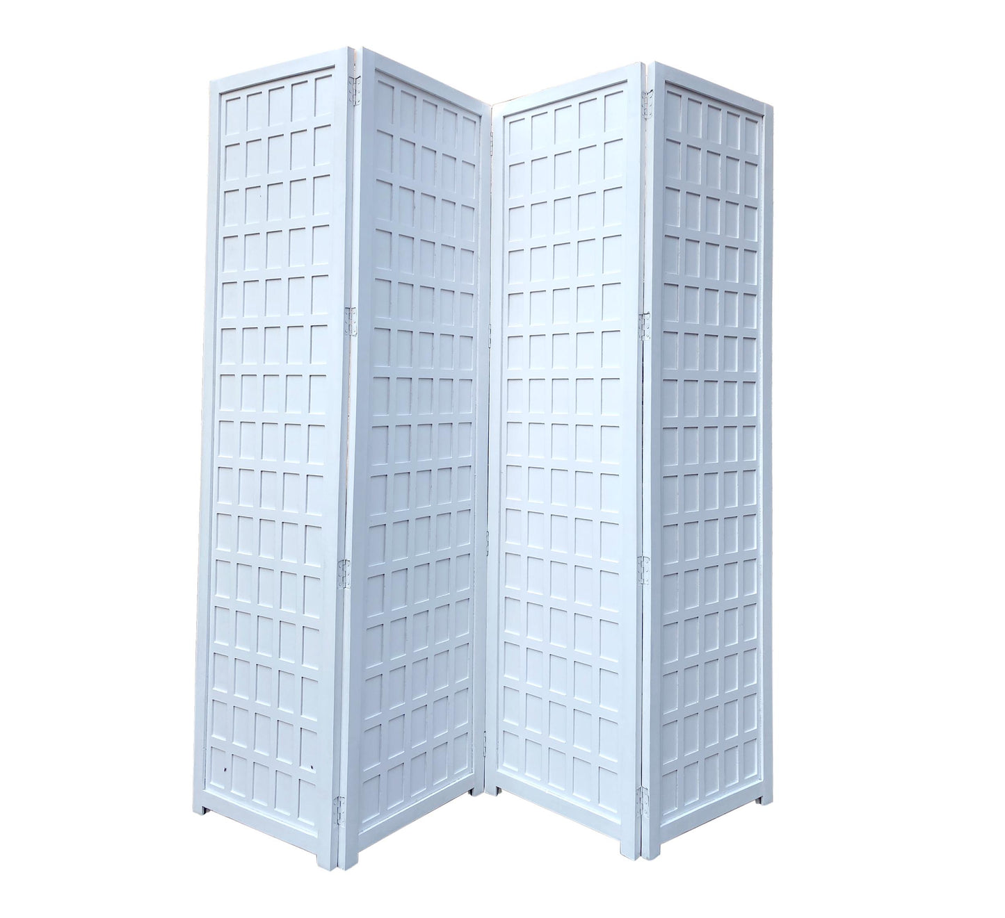 Handmade Wooden Folding Room Divider: White Block Cube Partition