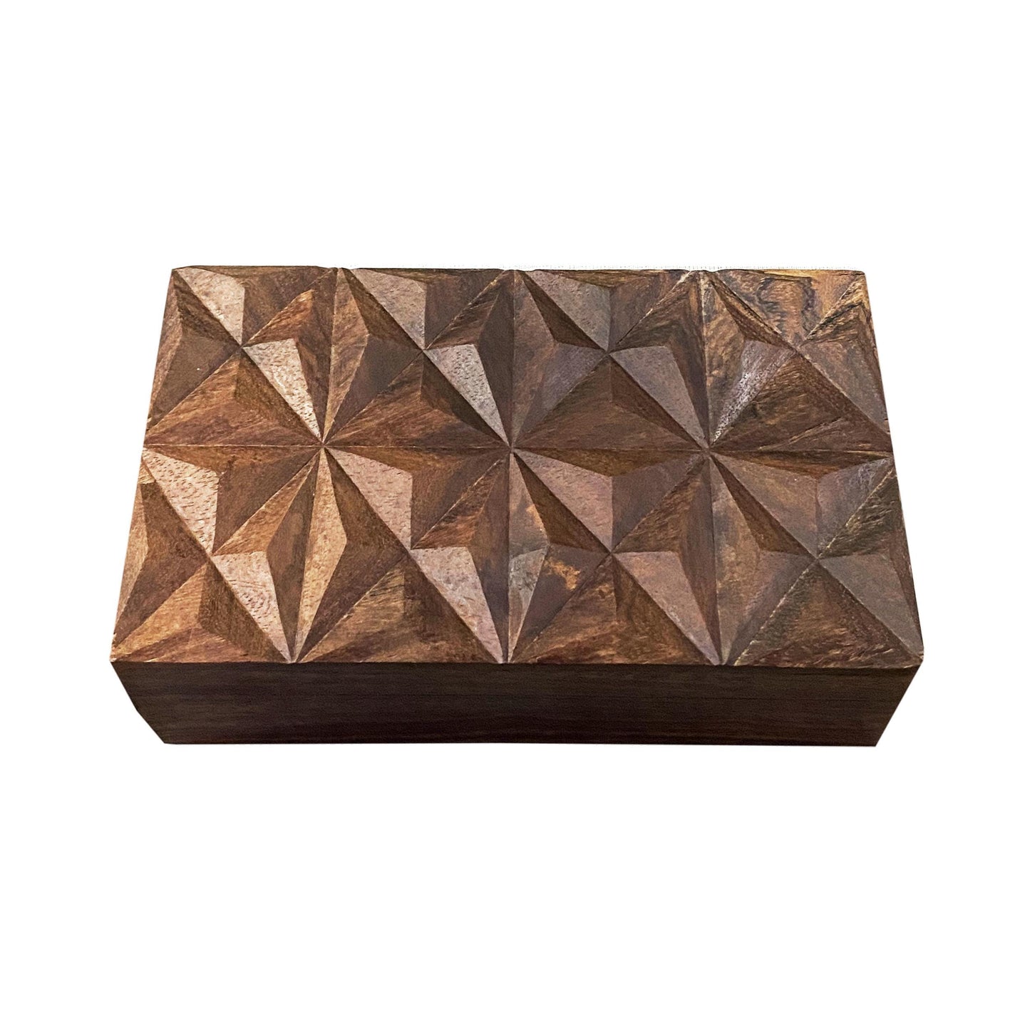 Handmade Carved Wood Box: Asymmetric Jewelry Box, Mid-Century Decor