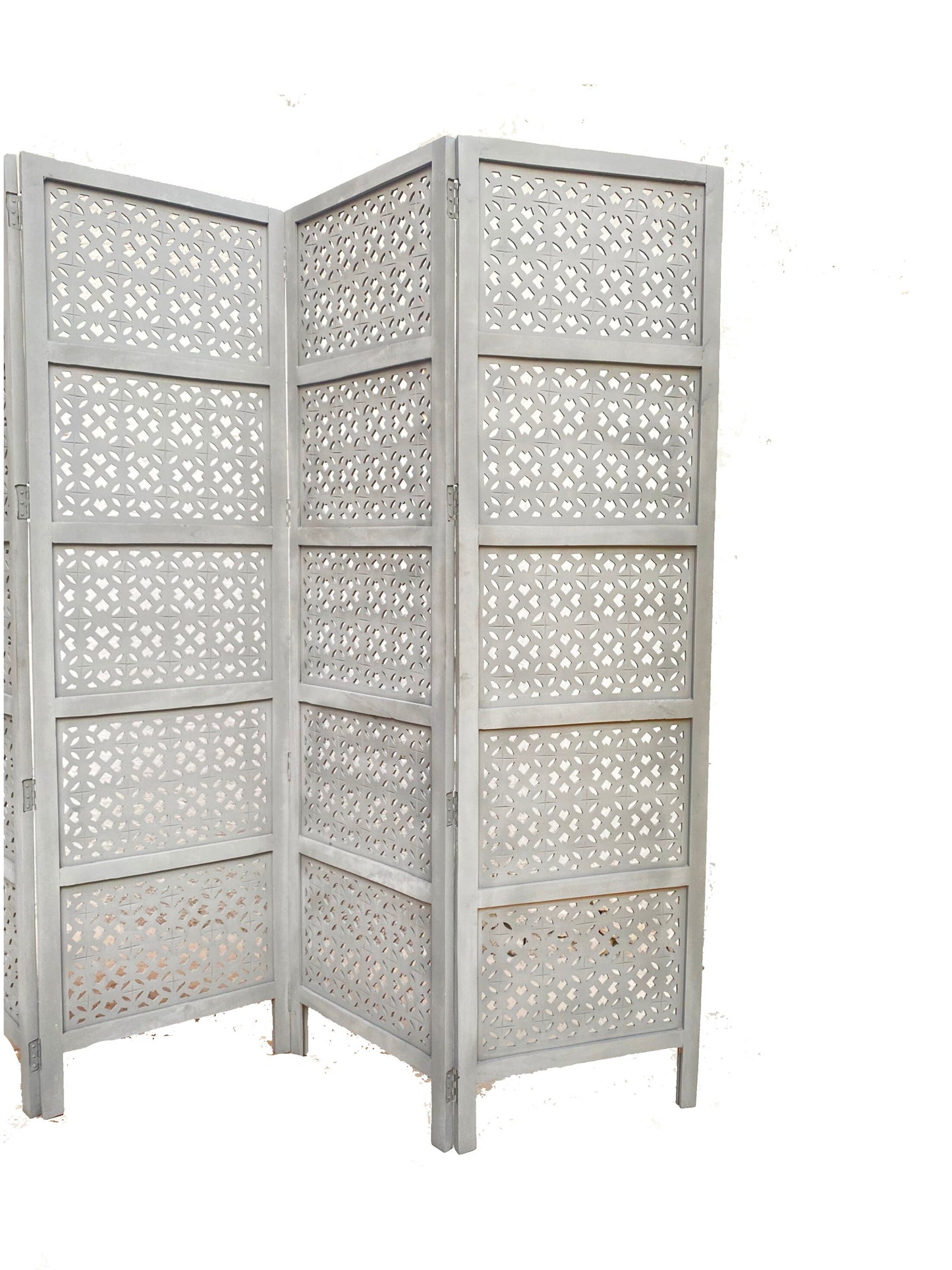 Mesh Style Wooden Folding Divider, Partition, Handmade Self standing saperater up to 7 feet height