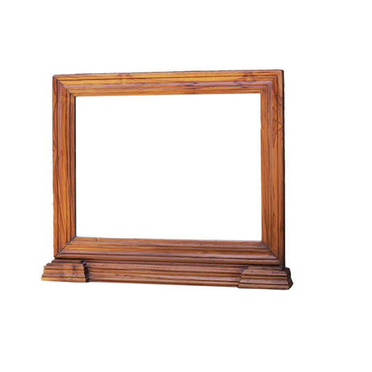 Handmade Mid-Century Wood Wall Mirror: Carved Wooden Frame