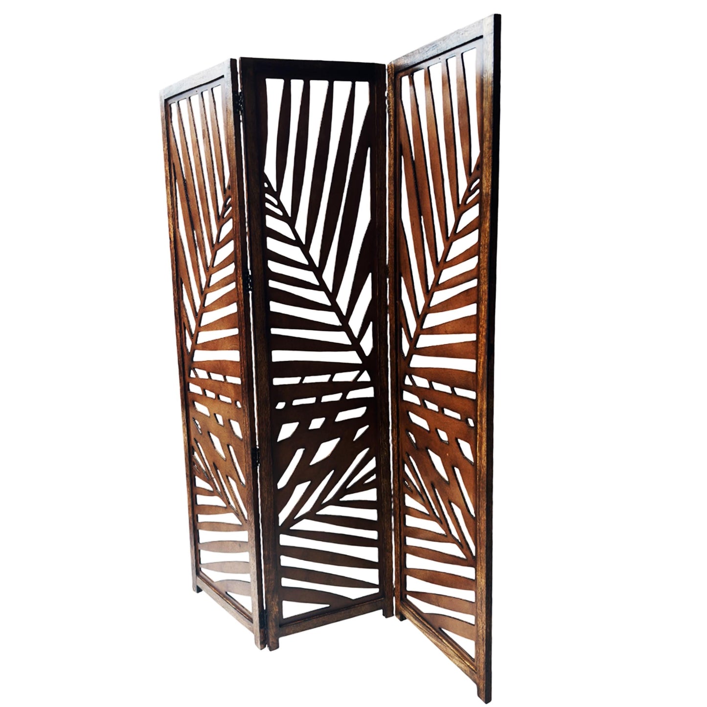 Mid century Big multi Leaf Design Wooden Folding Divider, Partition, Handmade Self standing separator