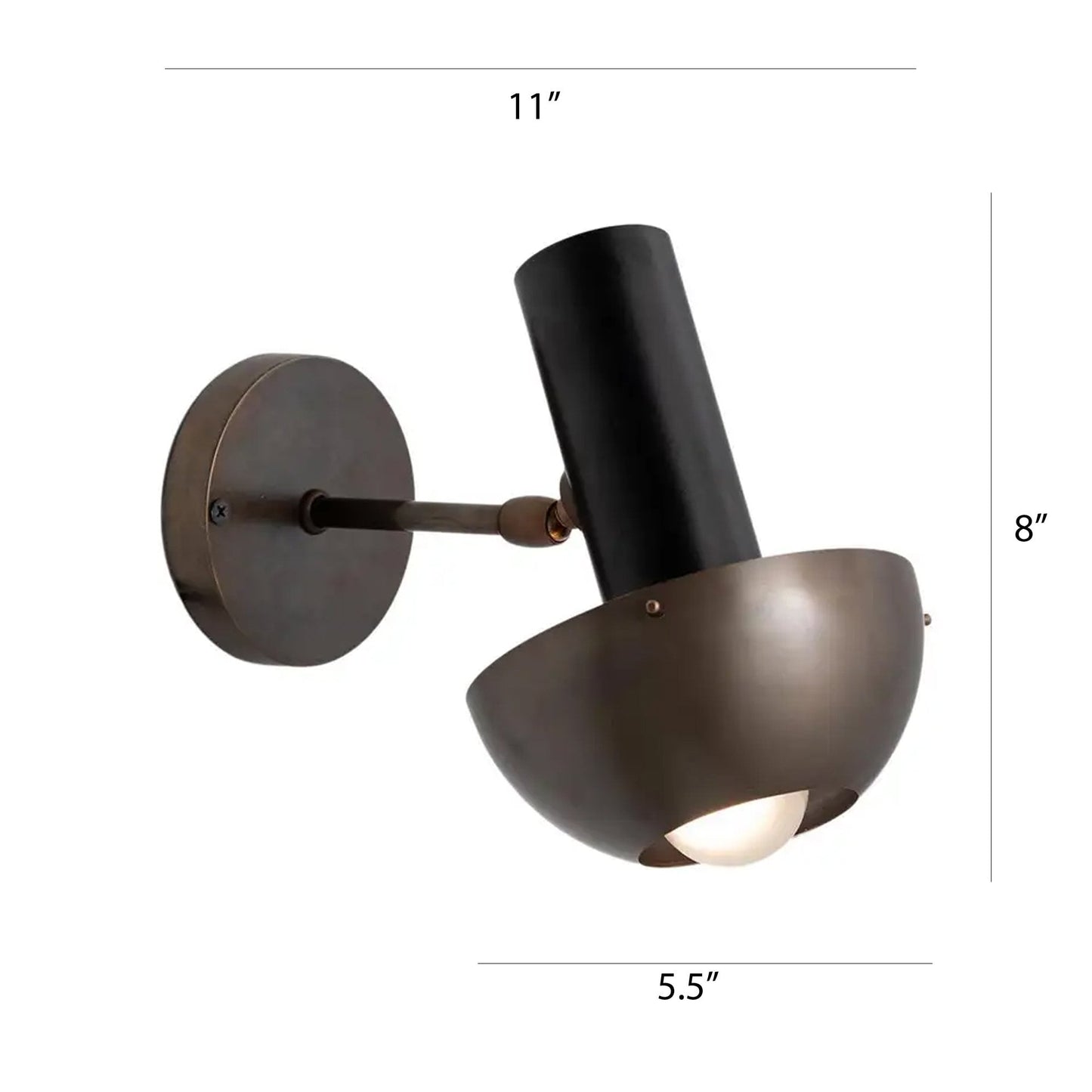 Italian Antique patina Brass Wall sconce, handmade modern black brass wall light fixture