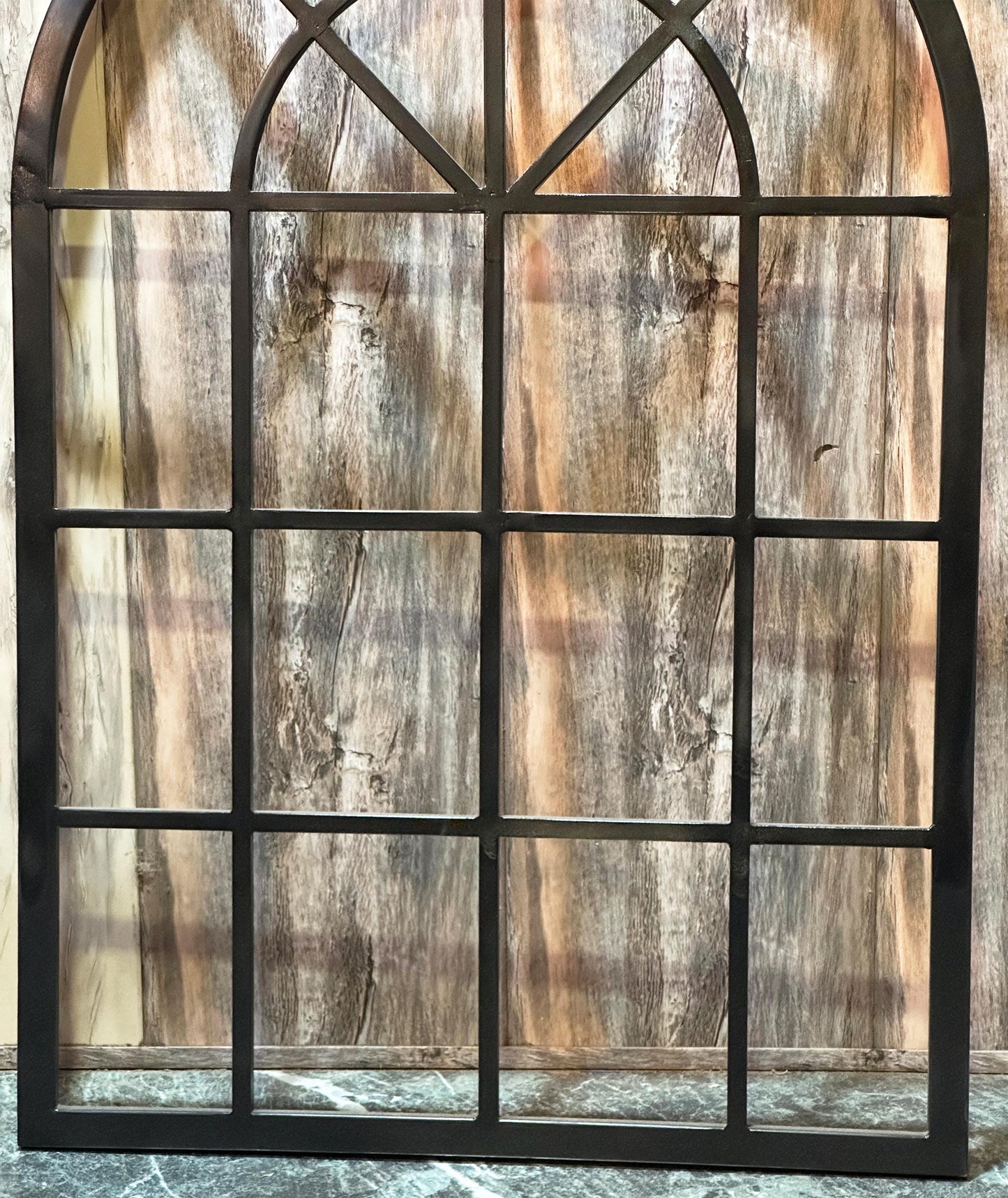 Handmade Moroccan Arched Window Frame: Black Metal Decorative Hanging