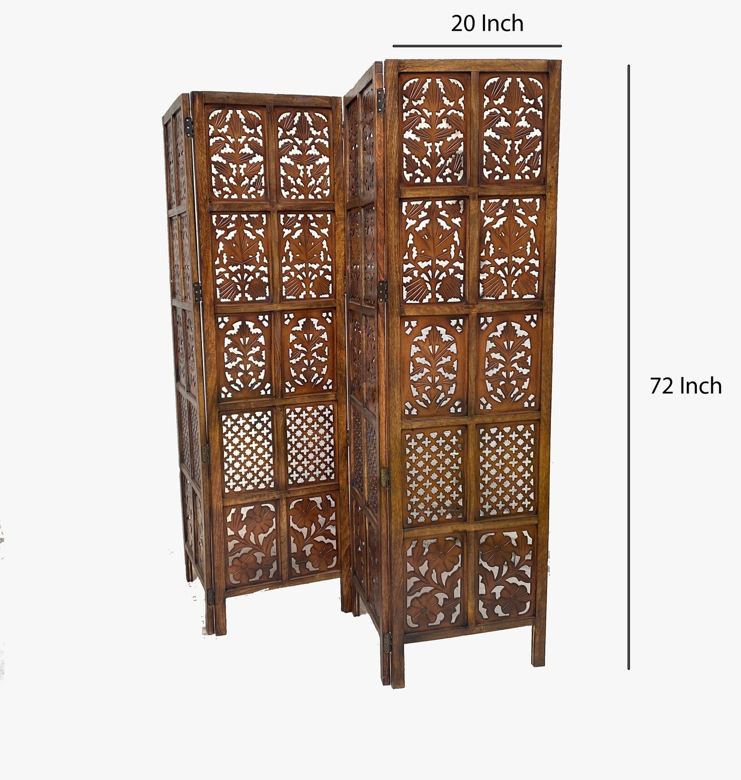 Mid-Century Modern Wood Folding Divider: Handmade Partition Screen