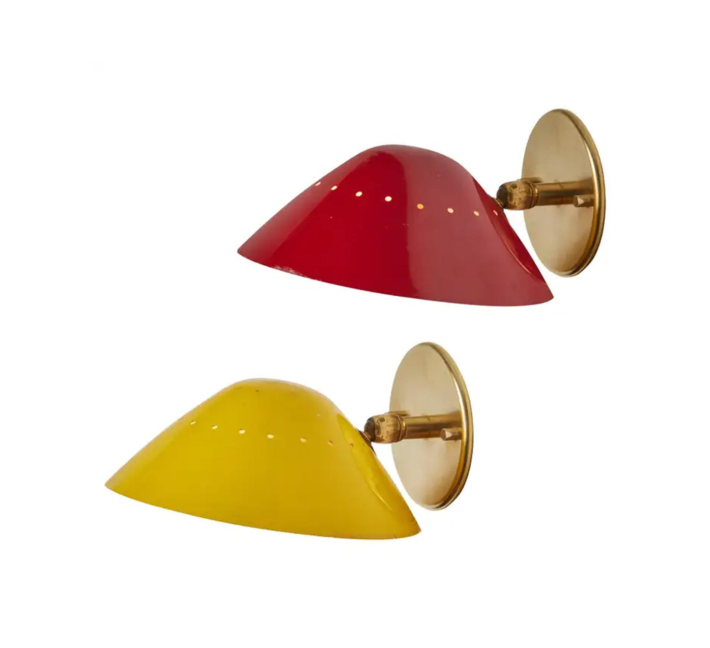 Brass Perforated wall sconce, handmade Round shade Italian wall light Fixture