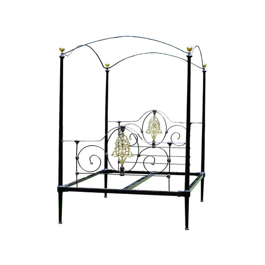 Handmade Brass Canopy Bed Frame: Wrought Iron 4 Poster Bed