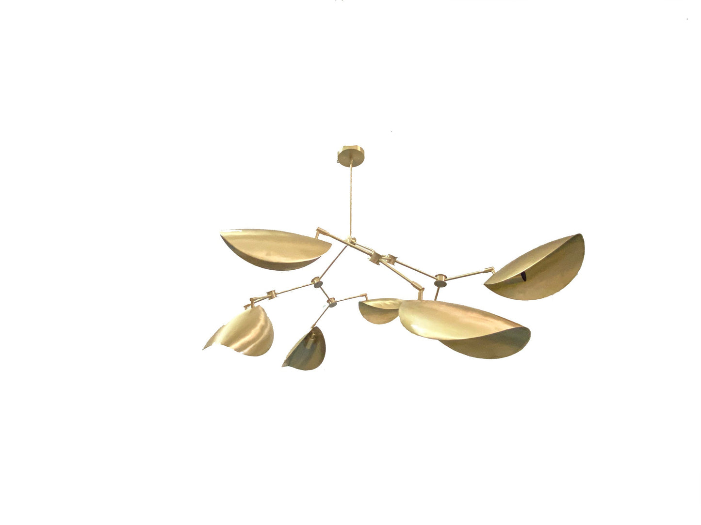 Handmade Brass Stingray Chandelier: 8-Light Curved Disk Ceiling Fixture