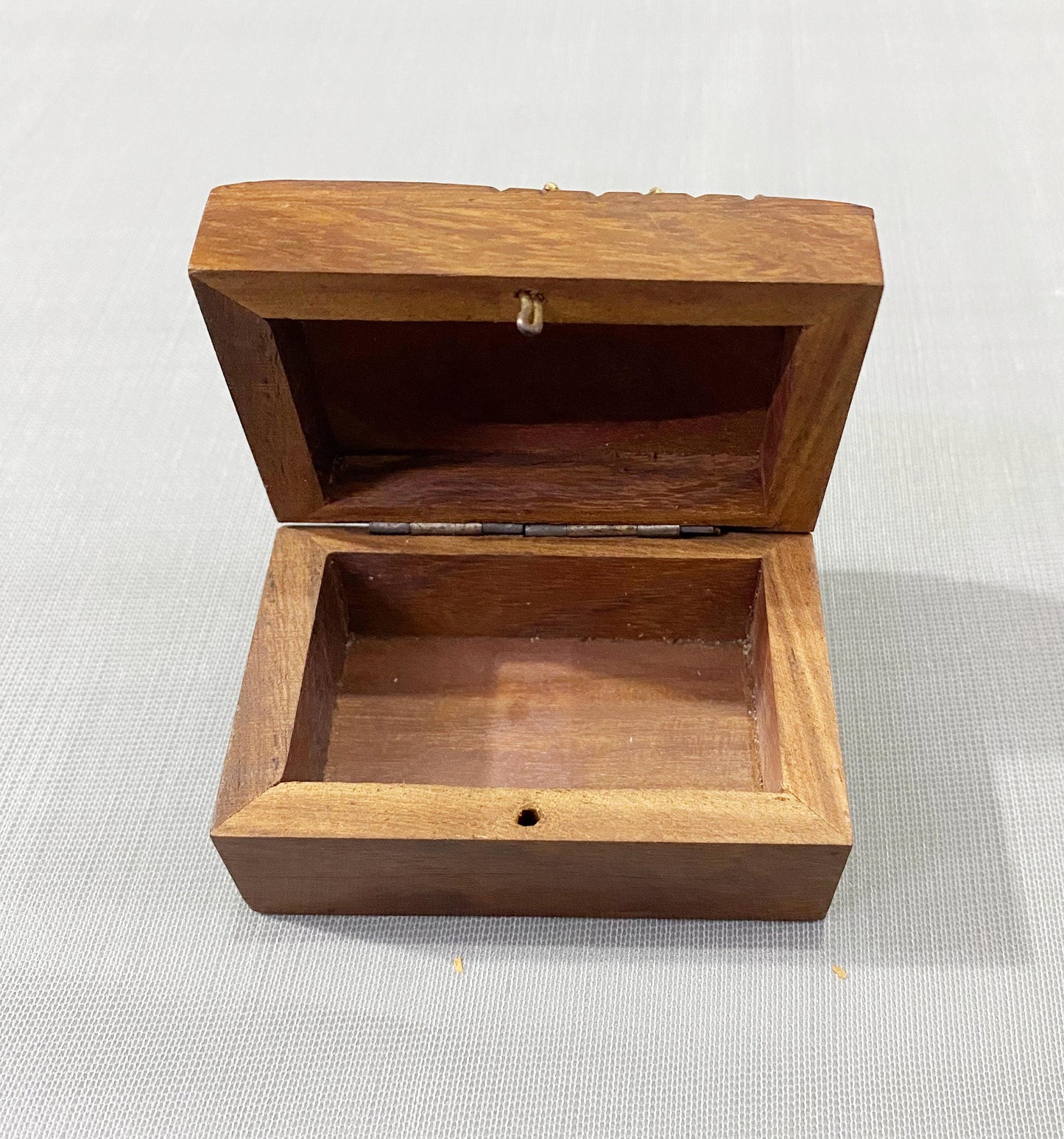 Handmade Carved Wood Box: Asymmetric Design, Gold Finish