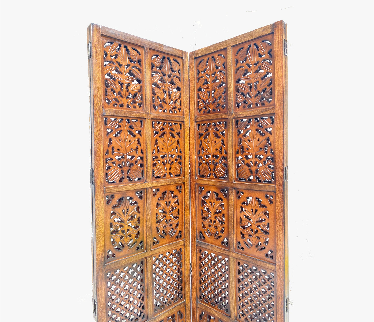 Mid-Century Modern Wood Folding Divider: Handmade Partition Screen