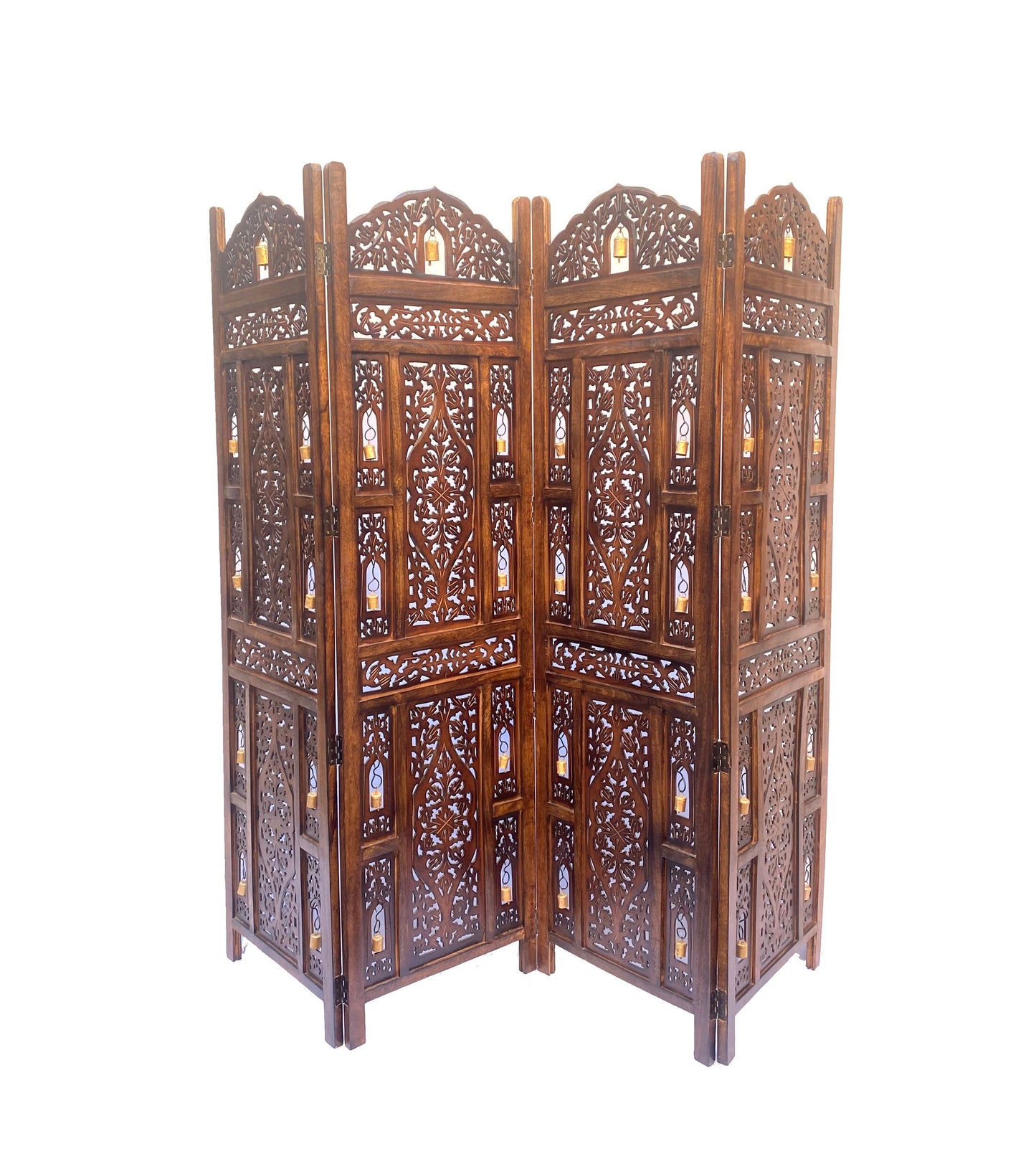 Mid century Bell Design Wooden Folding Divider, Partition, Handmade Self standing separator