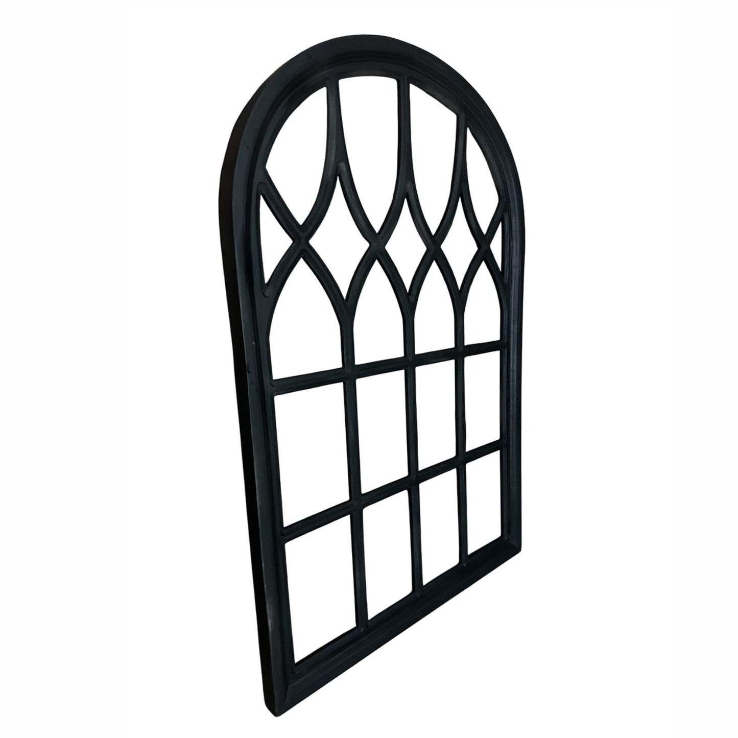 Handmade Black Wooden Arched Window Frame: Moroccan Decor (24x36 inches