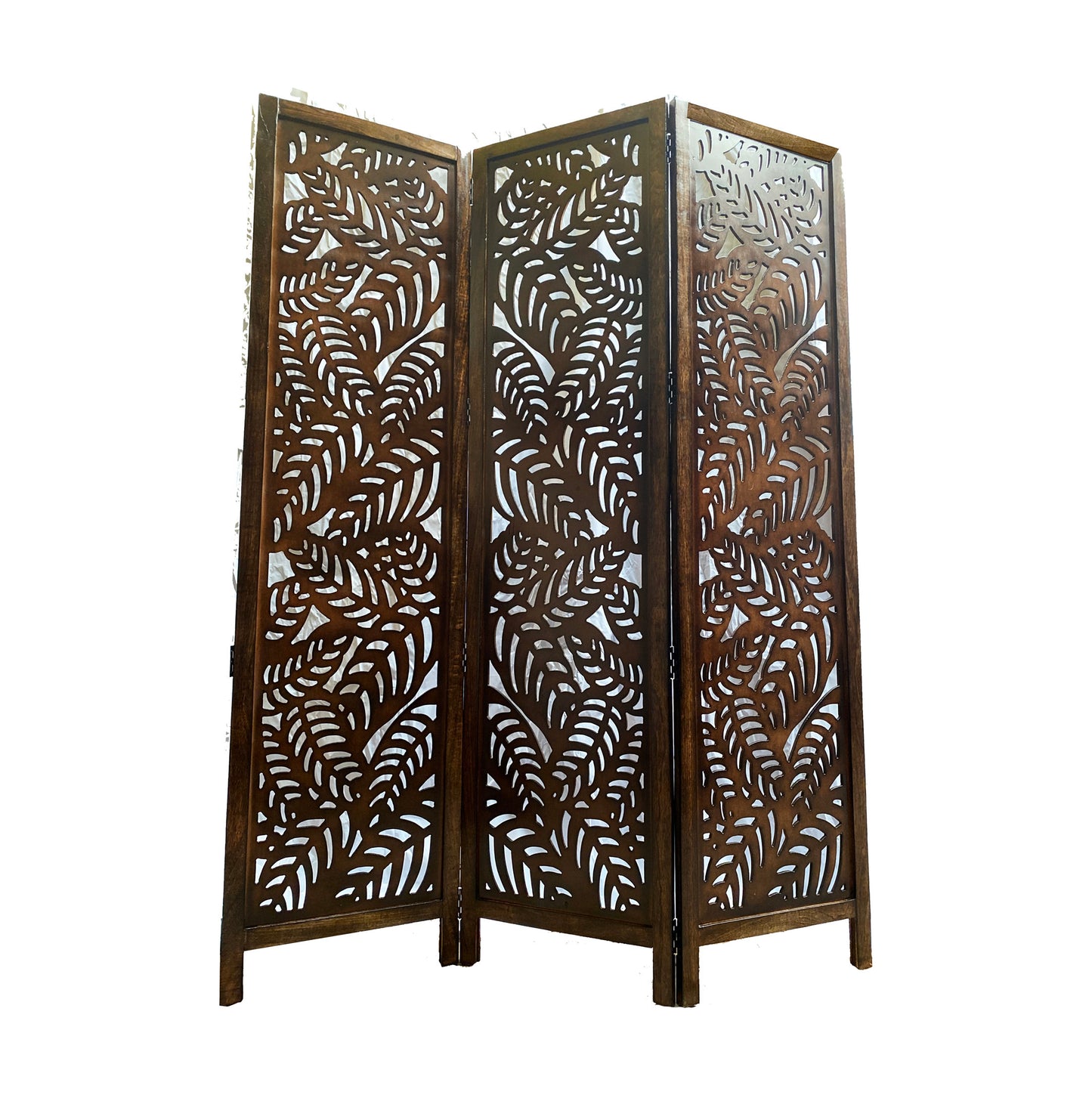 Leaves Design Wooden Folding Divider, Partition, Handmade Self standing separator