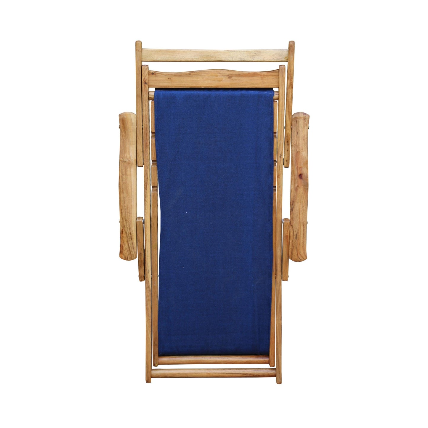 Handmade Teak & Blue Canvas Folding Chair: Mid-Century Modern Style