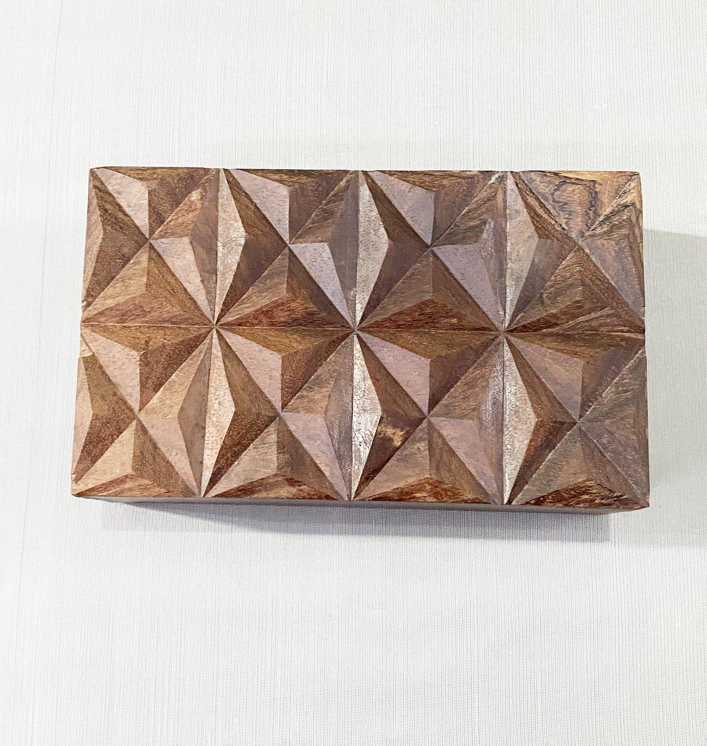 Handmade Carved Wood Box: Asymmetric Jewelry Box, Mid-Century Decor