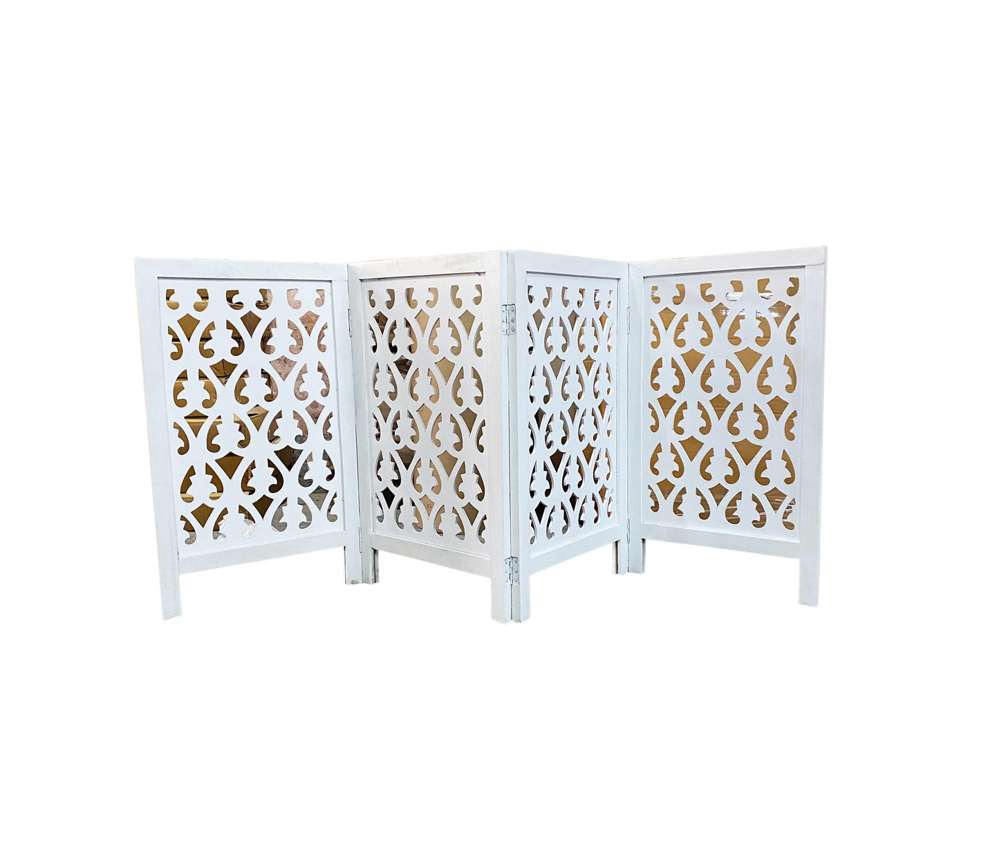 3.5 feet height Leaves Design Wooden Folding Divider, Partition, Handmade Self standing separator