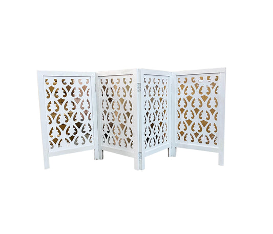 3.5 feet height Leaves Design Wooden Folding Divider, Partition, Handmade Self standing separator