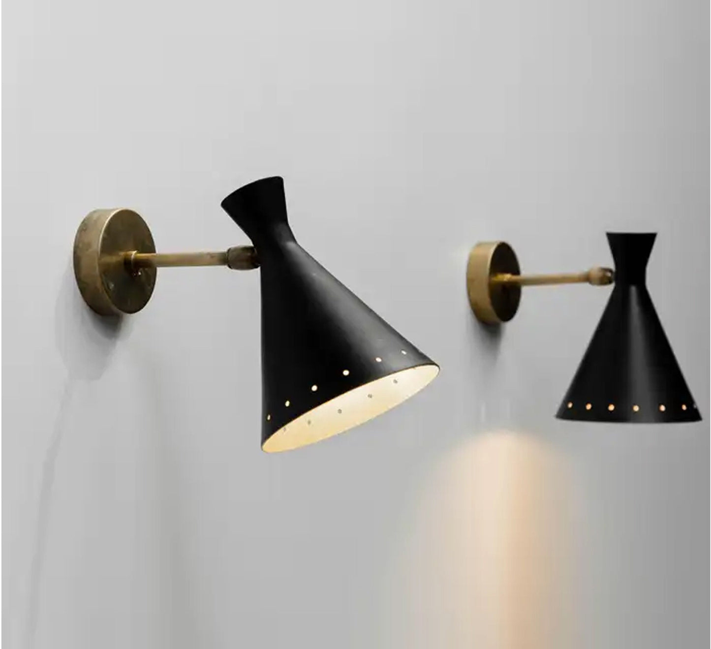 Handmade Black Brass Wall Light Sconce Pair: Italian Lighting