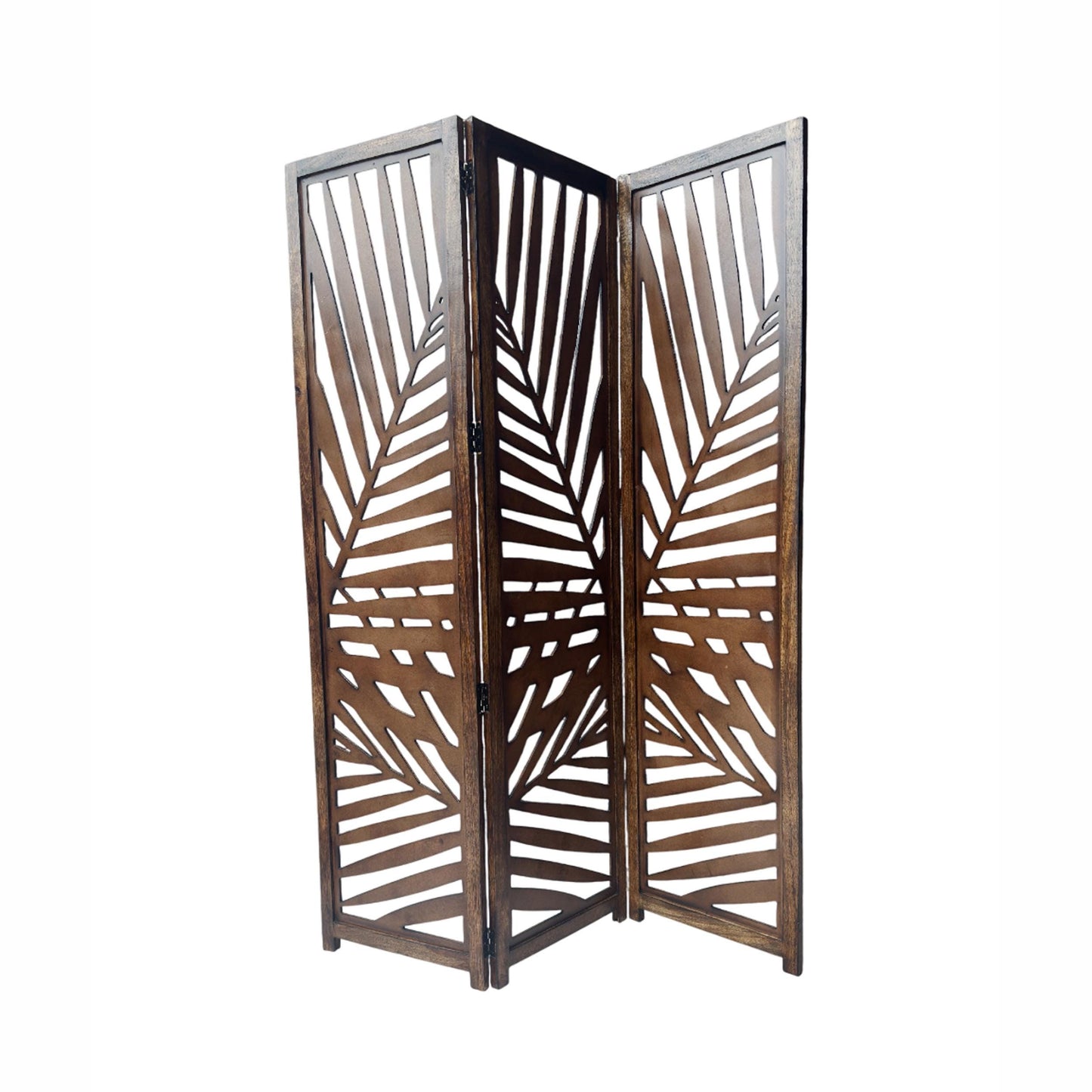 Mid century Big multi Leaf Design Wooden Folding Divider, Partition, Handmade Self standing separator
