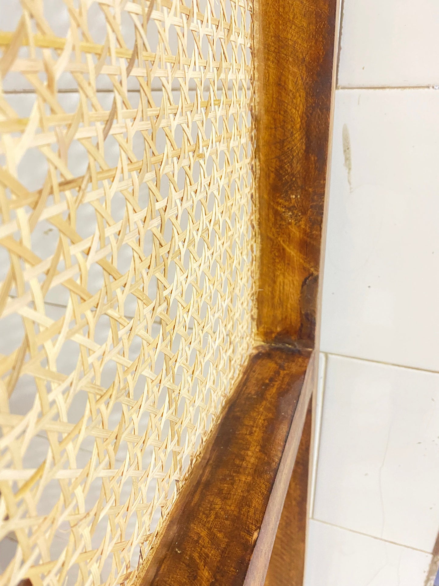 Mid century cane knitted Bathroom divider, Hand knitted Privacy Rattan 8 feet height bathroom divider screen partition