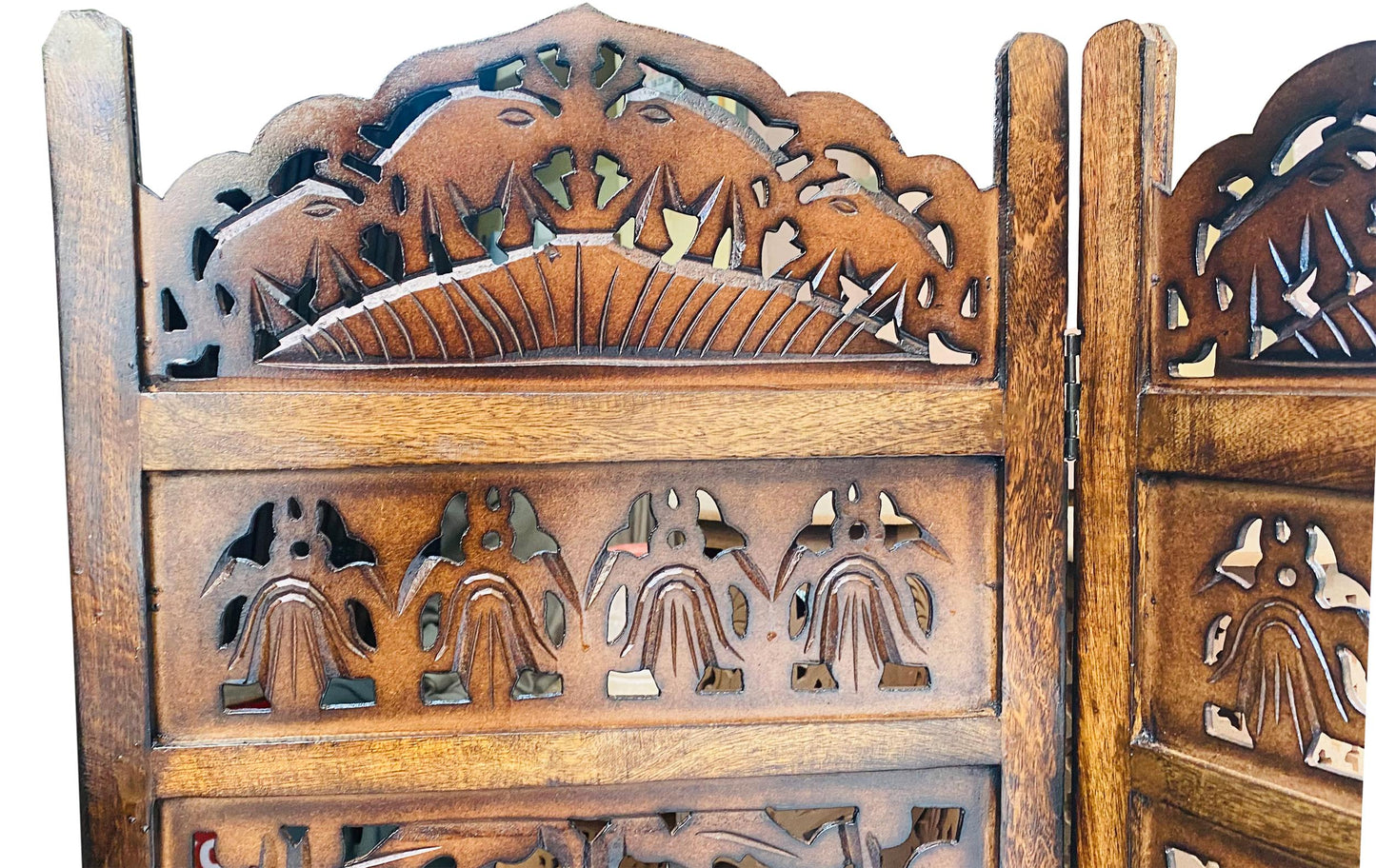 Elephants design Wooden Folding Divider, Partition, Handmade Self standing separator