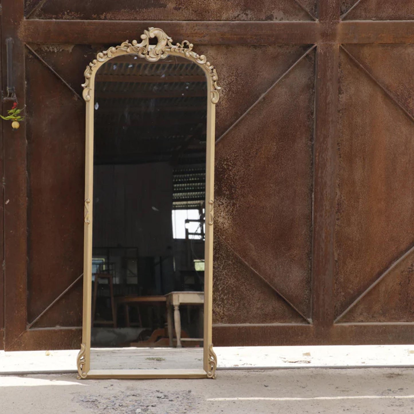 Handmade Royal Gold Wood Wall Mirror: Mid-Century Modern Decor (24x60 In.)