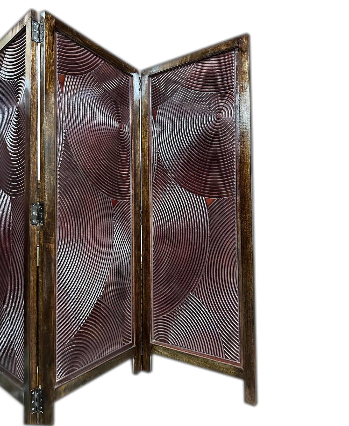 Mid-Century Modern Walnut Room Divider: Handmade Wooden Privacy Screen