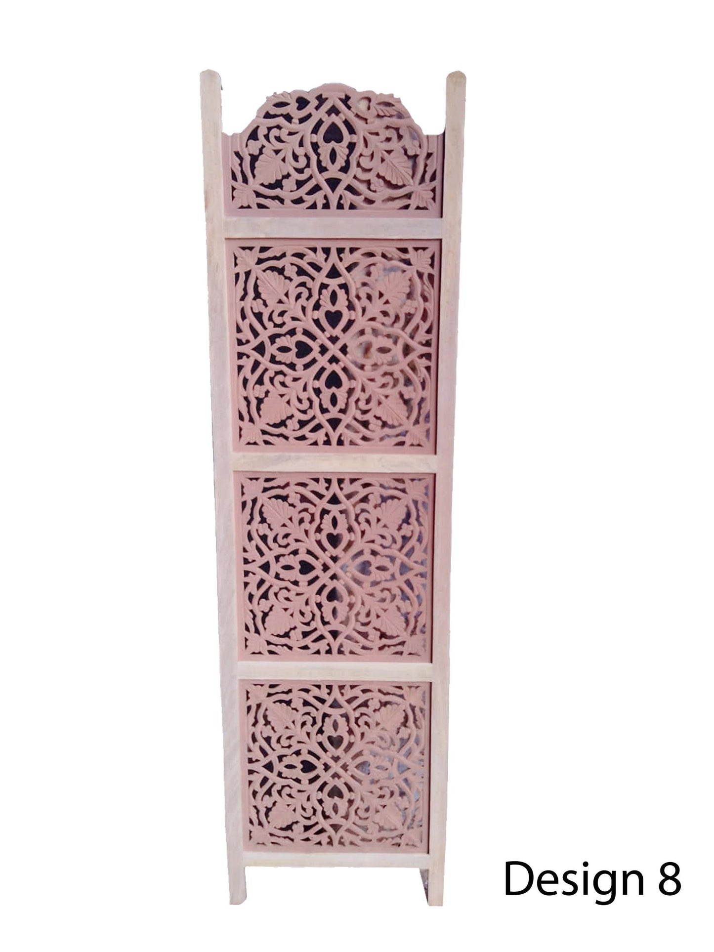 Handmade Wooden Folding Room Divider: Mid-Century Floral Partition