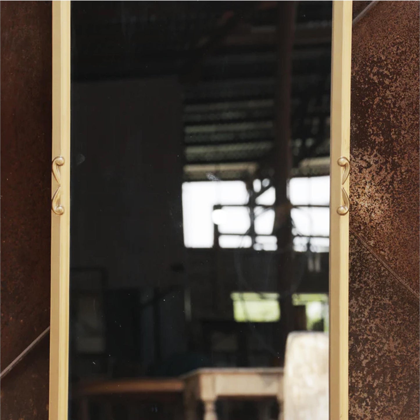 Handmade Royal Gold Wood Wall Mirror: Mid-Century Modern Decor (24x60 In.)