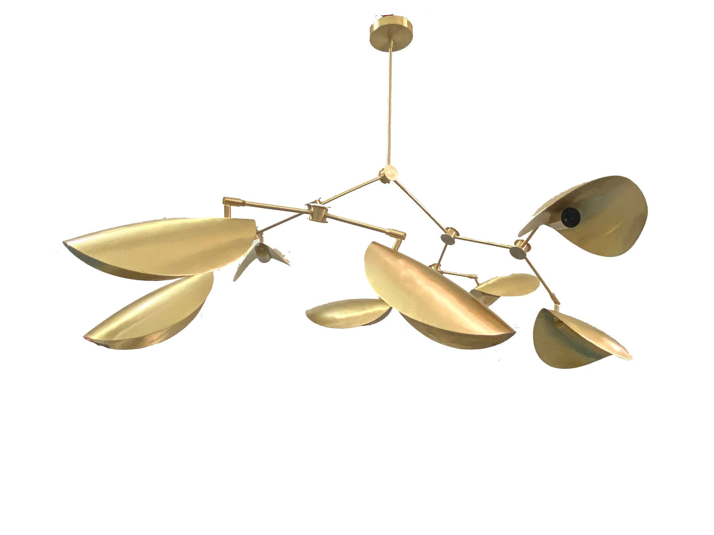 Handmade Brass Stingray Chandelier: 8-Light Curved Disk Ceiling Fixture