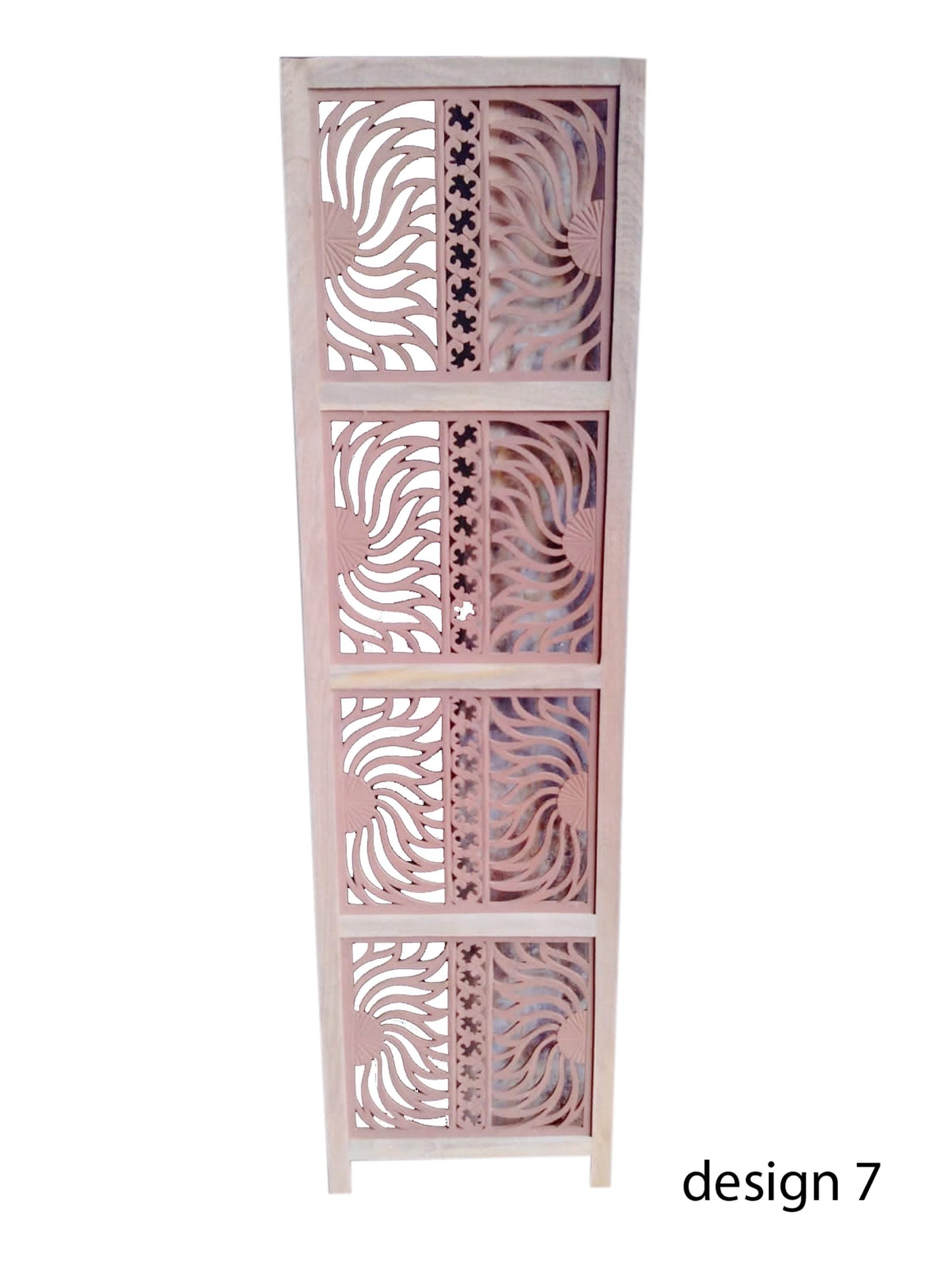 Handmade Wooden Folding Room Divider: Mid-Century Floral Partition