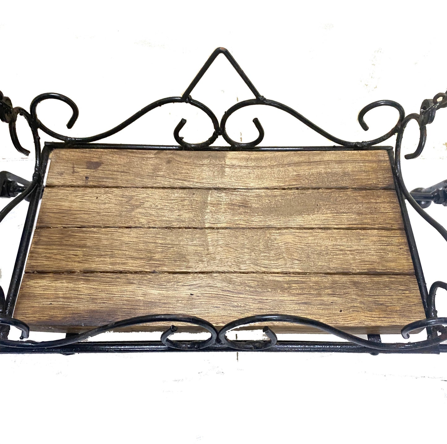 Handmade Wood & Wrought Iron Miniature Swing: Temple Decor