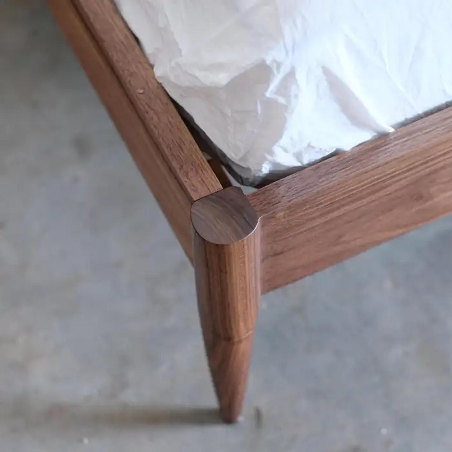 Handmade Mid-Century Modern Bed Frame: Solid Wood, Bohemian Rococo Style