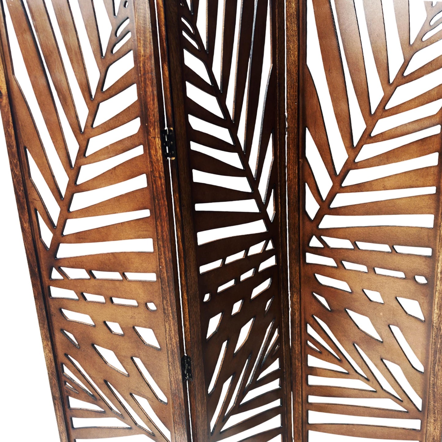Mid century Big multi Leaf Design Wooden Folding Divider, Partition, Handmade Self standing separator