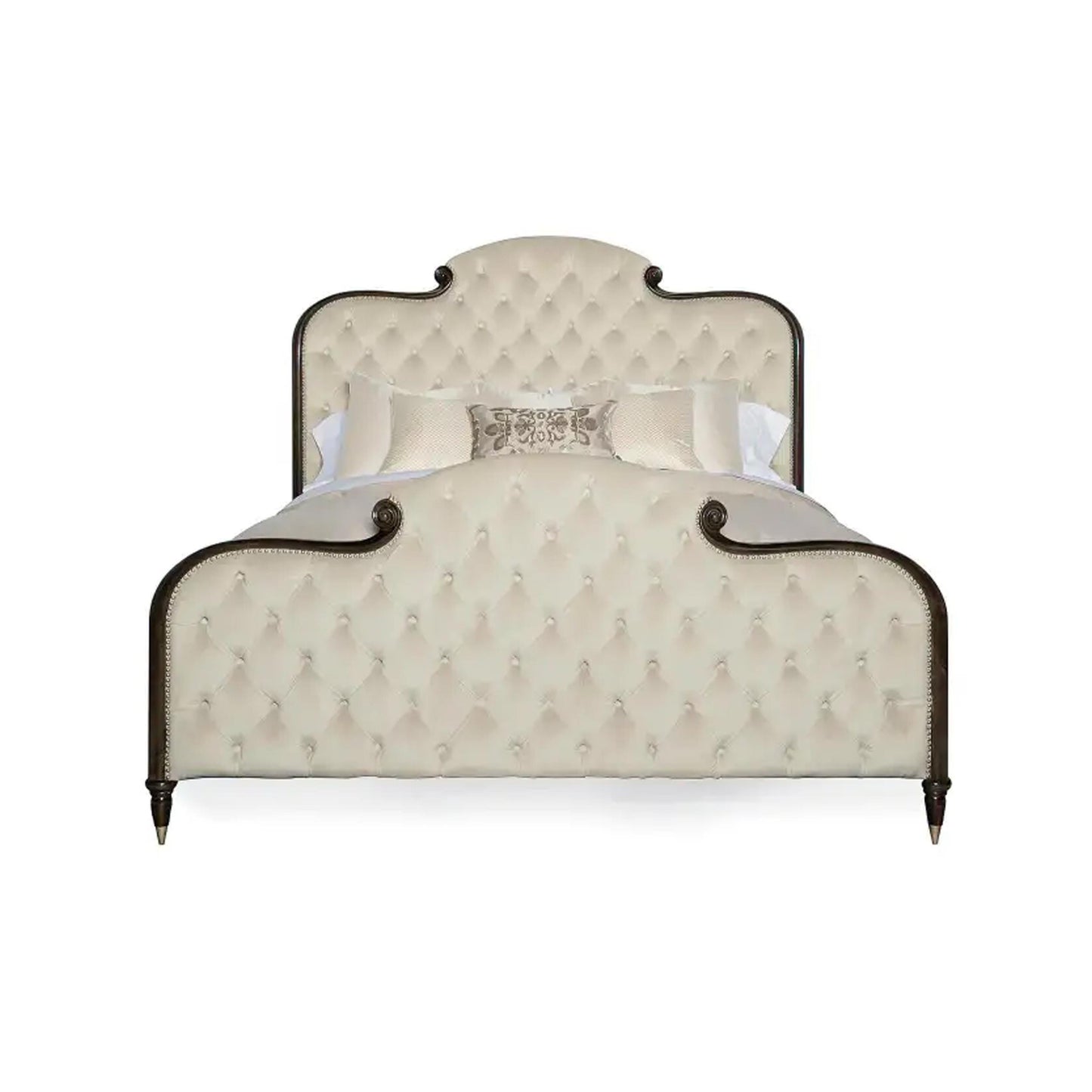 Handmade Tufted King Size Bed Frame: English Regency Low Post Bohemian Style