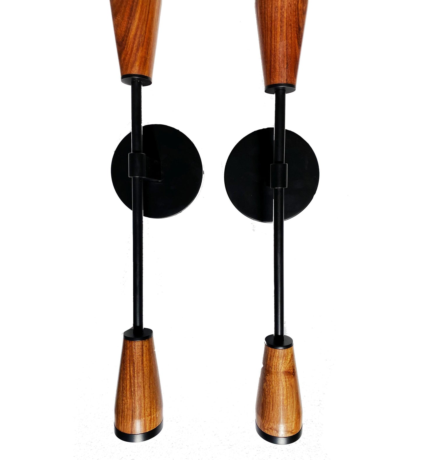 Mid-Century Modern Wall Sconce: Handmade Wooden & Brass Light