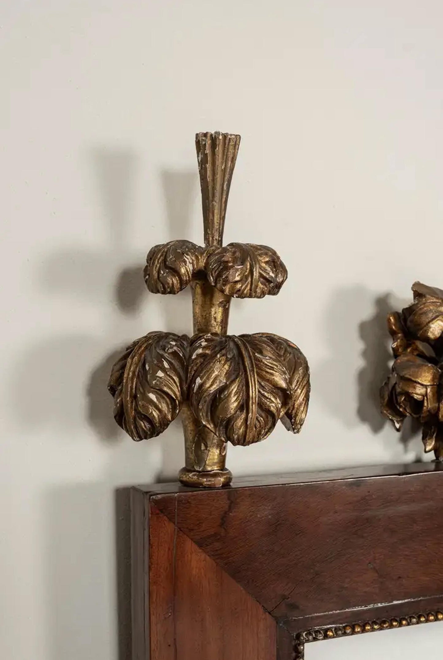 Giltwood Tufted Queen Bed Frame: 19th Century Italian Empire Style