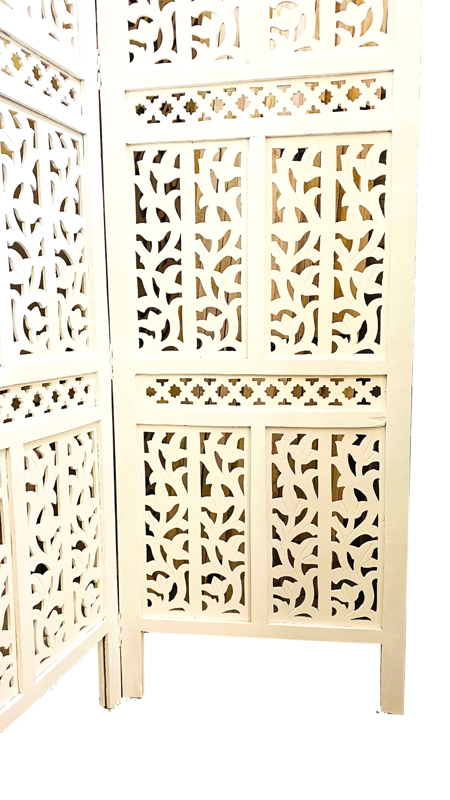 Mid century White Wooden Folding Divider, Partition, Handmade Self standing seperator