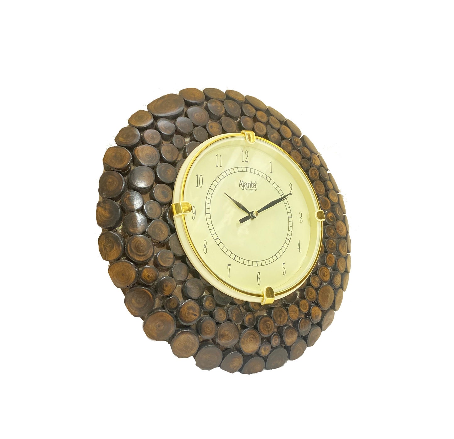Handmade Wooden Round Wall Clock: Mid-Century Modern Design