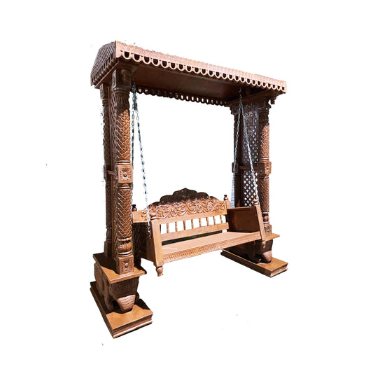 Handmade Teak Wood Swing: Traditional Jhula Decor