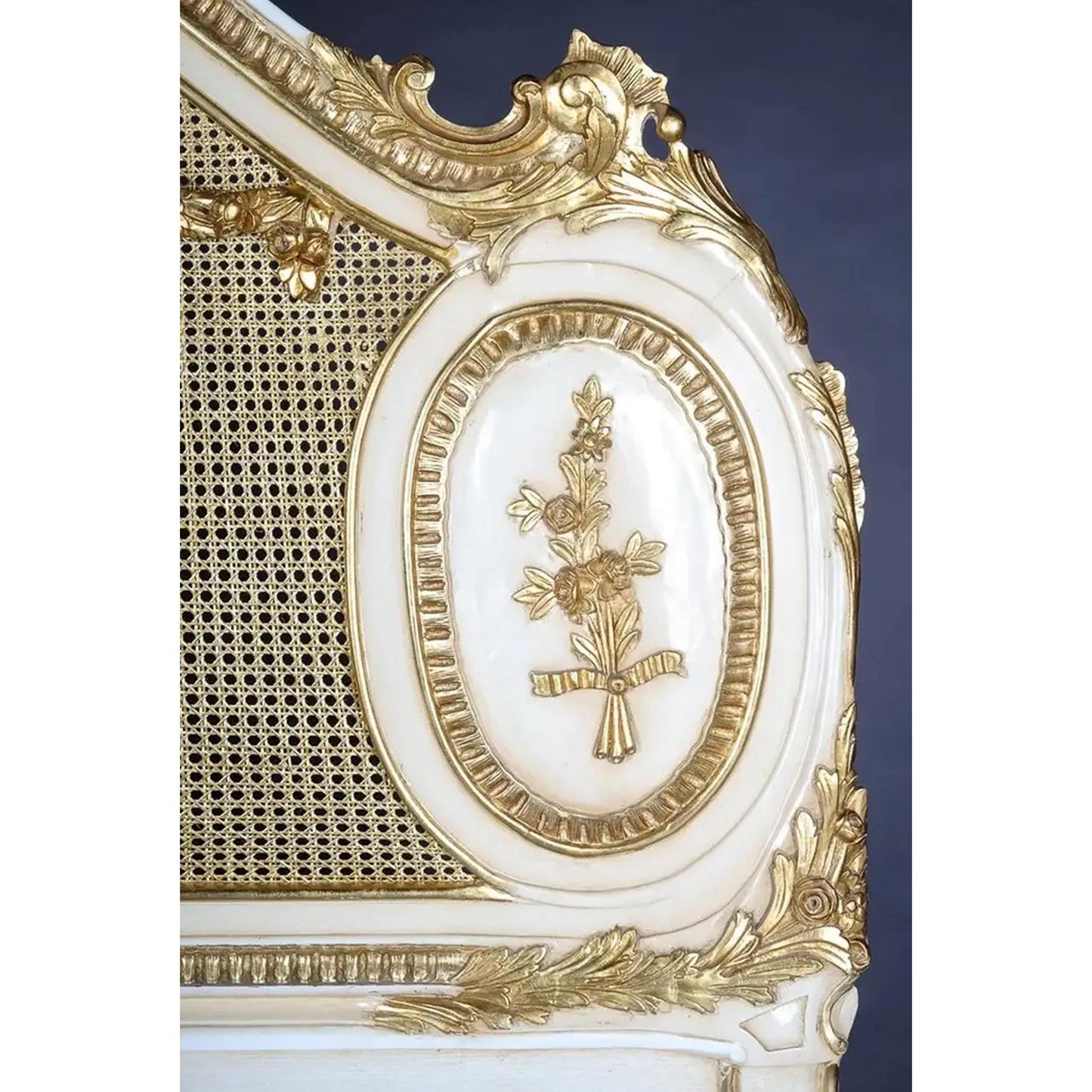 Handmade Teak Wood Bed Frame: Cane Knitted Bohemian Low Post