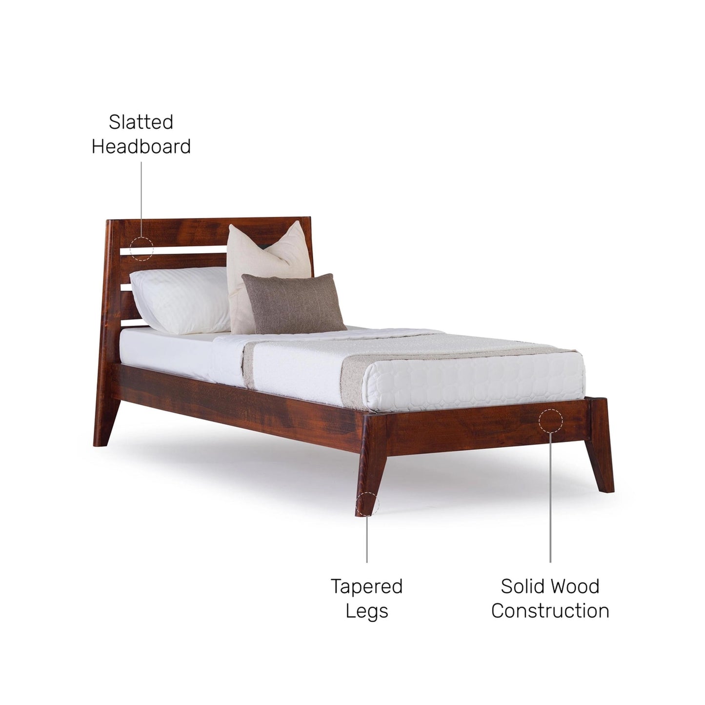 Handmade Mid-Century Modern Walnut Twin Bed Frame