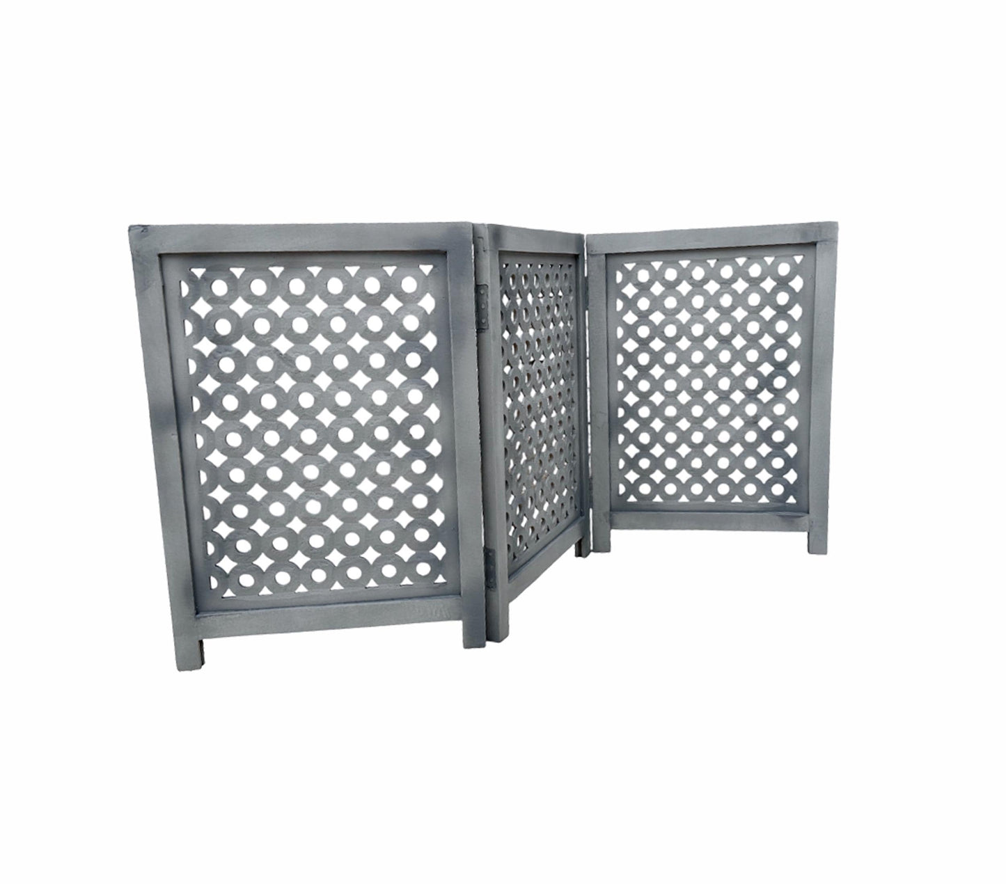 Mid Century Grey Wooden Folding Divider: Handmade Pet/Baby Partition