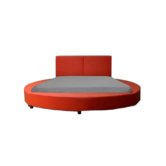 Handmade Modern Round King Bed: Tufted Headboard, Solid Wood Frame