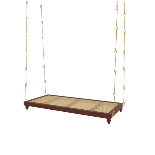 Handmade Teak Wood Swing with Brass Chain - Traditional Jhula